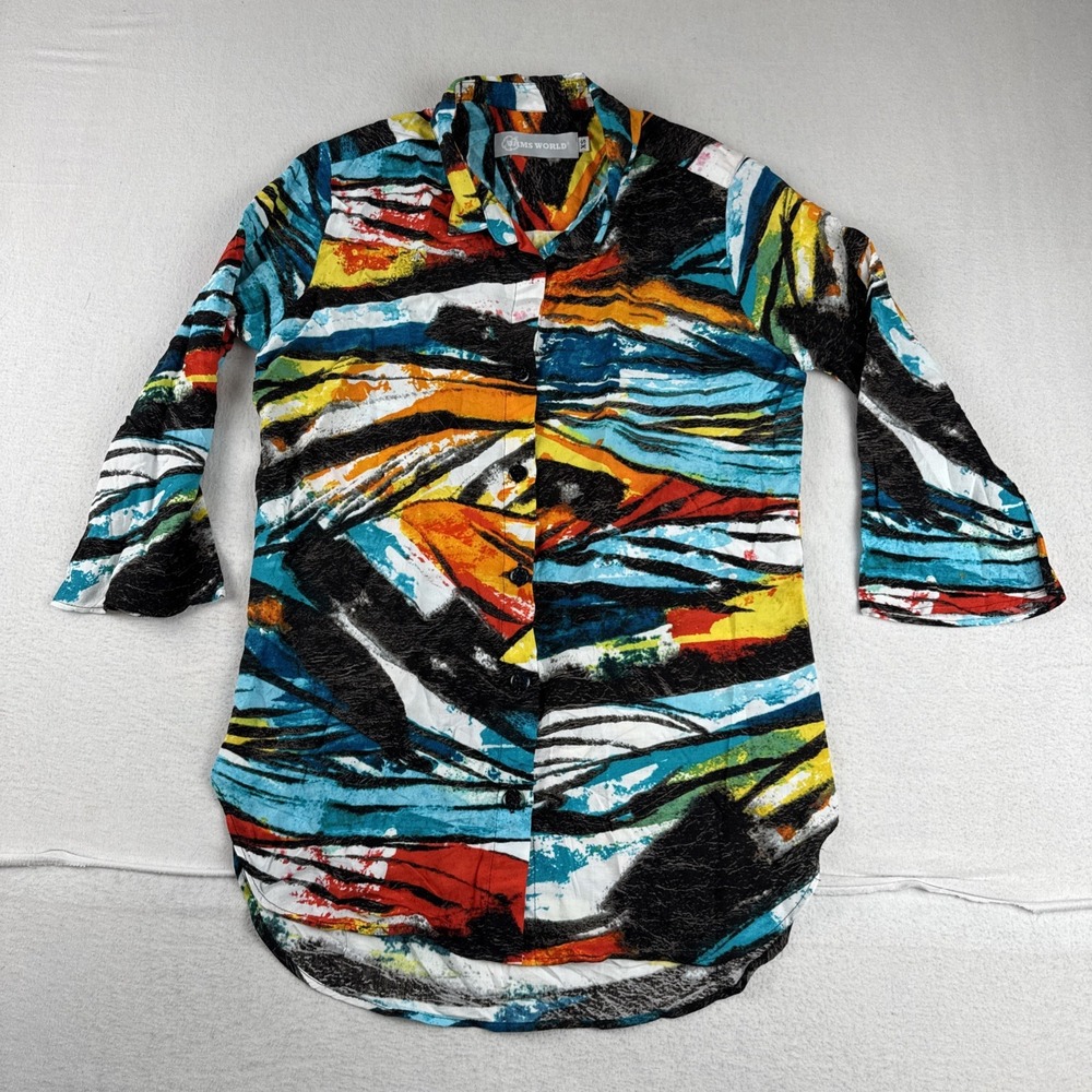 Jams World Womens Colorful Top Shirt XS lightweight Breathable Coastal Party